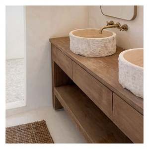 Solid Wood <b>Vintage</b> Style <b>Bathroom</b> Vanity Solid Wood Countertop <b>Bathroom</b> <b>Cabinet</b> High Waterproof <b>Bathroom</b> Vanity - Product Image 2