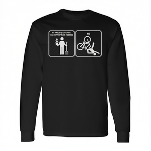 Camiseta de manga larga con estampado serigráfico de miembros del grupo My Friends Enjoying Age Appropriate Hobbies, cuello redondo, talla adulta, unisex - Product Image 2