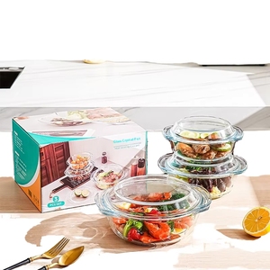 Bol en verre de haute qualité en borosilicate résistant à la chaleur, compatible four et micro-ondes, avec couvercle en verre - Product Image 2