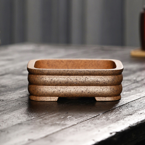 Maceta Cuadrada para Bonsái Zisha, Hecha a Mano en Mitao Township, con Forma de Bambú y Acabado de Leña - Product Image 1