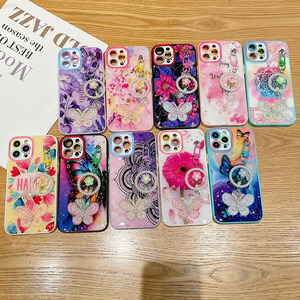 Étui de téléphone esthétique en époxy à paillettes avec fleurs, fait main, avec fonction porte-clés et portefeuille, antichoc, étanche, couleur personnalisable, pour femmes - Product Image 6