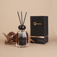 Eric 200ml Heavy Clear Glass Diffuser Bottle 285g Multi-faceted Empty Aroma Reed Diffuser Bottle Black Round Cap Custom Logo