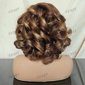 KEMY HAIR-Peluca de cabello humano vietnamita transparente para <span class=keywords><strong>mujer</strong></span>, peluca corta negra de encaje Frontal Bob con rizos hinchables - Product Image 4