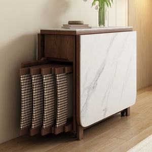 Modern çok fonksiyonlu kare yemek masası uzatılabilir mermer ahşap Set küçük hane için yerden tasarruf - Product Image 2