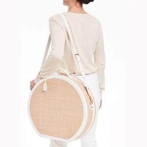 Estuche de viaje portátil Cajas de sombrero de paja Forro de sarga de poliéster Cuero Personalizado Grande Playa Sol Sombrero de vaquero Caja de almacenamiento con asa - Product Image 3