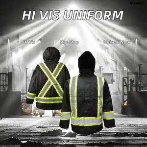 Vêtements de travail de sécurité haute visibilité en polyester réfléchissant Rip-Stop, uniforme de travail unisexe avec poche - Product Image 2