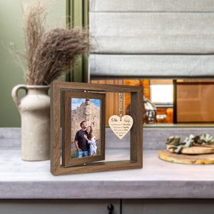 EYITUPC Marco de Fotos de 4x6 Pulgadas con Acabado de Madera y Doble Corazón <span class=keywords><strong>para</strong></span> Aniversario de 5 Años, <span class=keywords><strong>para</strong></span> Novia, <span class=keywords><strong>Novio</strong></span>, Esposo, Esposa - Product Image 5