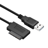 Câble adaptateur convertisseur USB Super Speed vers Mini SATA II 7+6 13 broches avec coque rigide pour lecteur CD/DVD ROM Slimline d'ordinateur portable