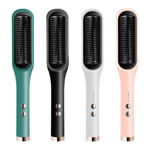 Deal <b>Hair</b> Straightener Brush Fast Ptc Ceramic Heating Hot Air Comb Portable Heated Brush Straightener Salon - Product Image 1