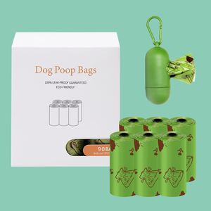 Sacs à déjections canines biodégradables écologiques, extra épais, anti-fuites, parfumés, avec distributeur - Product Image 1