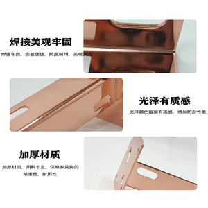 Support d'angle Wansheng avec siège 15 cm en acier laminé à froid or rose pour cadre de lit et quincaillerie de meubles - Product Image 5