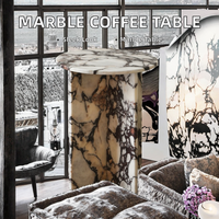 Table basse moderne en marbre Calacatta Viola naturel réglable WM-CT-561 pour chambre à coucher, salon et bar à domicile