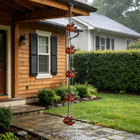 Chaîne de pluie en céramique à motifs floraux, faite à la main, pour jardin extérieur, créative, pour gouttière, design animal, finition brillante, 69 pouces, en gros