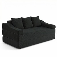 Sofá Cama Convertible en Forma de L de 78.7 Pulgadas, 3 Plazas, Plegable, Ecológico, Duradero, Moderno, Negro, para Escuela, Taller, Almacenamiento