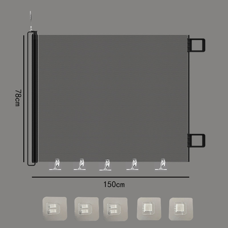 150*78cm regular black-pet retractable door rail