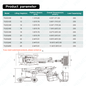 Plataforma de trabajo aéreo articulada de acero con elevación hidráulica eléctrica autopropulsada de nueva condición, capacidad de carga de 200kg, 1200x800mm - Product Image 2