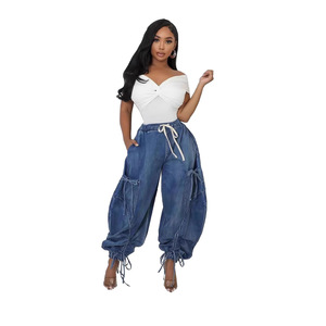 <span class=keywords><strong>Jeans</strong></span> dritti Casual a <span class=keywords><strong>vita</strong></span> alta da <span class=keywords><strong>donna</strong></span> <span class=keywords><strong>con</strong></span> cintura elastica e coulisse <span class=keywords><strong>con</strong></span> fiocco dimagrante <span class=keywords><strong>con</strong></span> tasca ampia <span class=keywords><strong>in</strong></span> Denim - Product Image 4