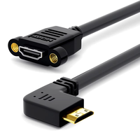 Câble vidéo haute vitesse 90 degrés mâle-femelle 1.4v 2.0v 4K 30Hz/60Hz avec panneau de fixation à vis en PVC pour ordinateur et microphone