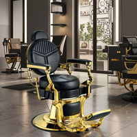 Grande Vente Chaise de Coiffure de Luxe Noire et Or pour Salon de Beauté Homme à Prix Compétitif