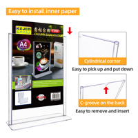 Support de signe acrylique vertical A4 présentoir en plastique transparent en forme de T double face support de signe de table transparent adapté au magasin de bureau