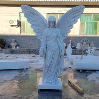 Statue d'ange féminine en marbre blanc naturel d'Italie, sculpture artisanale sur mesure grandeur nature pour la décoration extérieure de jardin et de maison