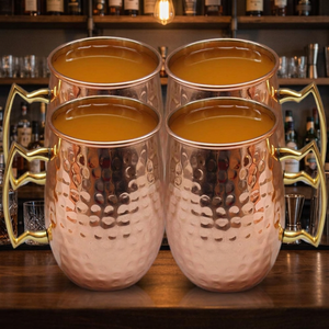 <b>Set</b> of 4 18 Ounce Handcrafted Hammered Pure Copper Moscow Mule for <b>Mugs</b> 100% Food Grade Copper <b>Set</b> of 4 for <b>Mugs</b> - Product Image 3