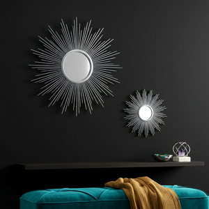 Modern Starburst Metal Wall <b>Mirror</b> Decorative <b>Framed</b> Round <b>Mirror</b> for Living Room Home Decor - Product Image 1