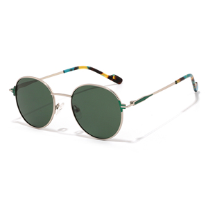 Gafas de Sol Retro Ovaladas con Montura Completa Plateada, Lentes Espejo Verdes, Unisex para Adultos, Protección UV400, Actividades al Aire Libre - Product Image 1