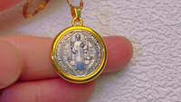 Pendentif en alliage Pendentif Saint Benoît Bijoux religieux catholiques Cadeau de Pâques pour l'église