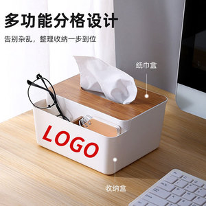 Three Compartment Tissue Box Rectangle Waterproof Multipurpose <b>Storage</b> For Living Room Coffee Table Desktop Organizer - Product Image 4