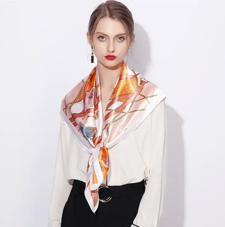 Automne/hiver écharpe légère pour femmes luxe sergé Satin soie sentiment impression Designer femme Style sergé foulard en soie