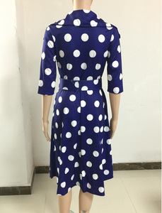 <span class=keywords><strong>Abito</strong></span> estivo CFA394 alla moda con colletto a <span class=keywords><strong>pois</strong></span>, <span class=keywords><strong>maniche</strong></span> a tre quarti, ampia gonna a ruota e cintura, stile africano. - Product Image 5