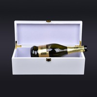Boîte cadeau en bois MDF blanc de luxe, boîte de rangement pour une seule bouteille de vin avec doublure en velours et logo personnalisé