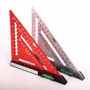 Red Color Triangular square Aluminum Alloy Measuring 150 300 mm Triangular Ruler with Bubble