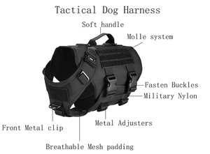 Luxo Ajustável Tactical <span class=keywords><strong>Dog</strong></span> Harness Solid Nylon Pet Vest Acolchoado Característica para Treinamento de Trabalho Não Puxando Serviço <span class=keywords><strong>Dog</strong></span> Harness - Product Image 5