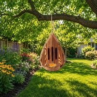 Nichoirs pour papillons de jardin avec mangeoire et porte arrière extérieure, habitat en bois en forme de larme, boîte de nidification naturelle