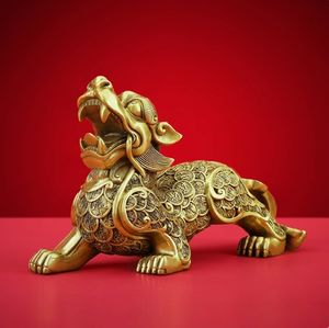 小さなホームデコレーションブロンズKylin像とドラゴン彫刻中国の鋳造金属工芸品Bra's's Animals Molds Sculpture - Product Image 6