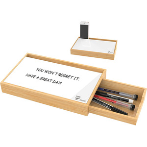 Organizador de escritorio de bambú con soporte para teléfono y cajón de almacenamiento para uso en oficina - Product Image 3