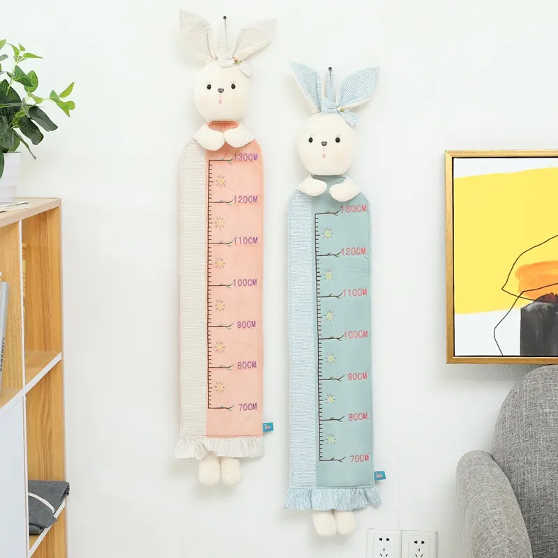 Tavşan hayvan tasarım çocuklar peluş duvar grafiği çocuk boy ölçü yüksekliği groeimeter