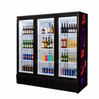 Congélateur vertical à trois portes vitrées, refroidissement par air, congélation rapide, 1500L, pour glacier