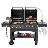 Barbecue d'extérieur au charbon de bois et au gaz, barbecue combiné, barbecue familial américain, machine à barbecue de cour, barbecue à gaz et à charbon à double usage