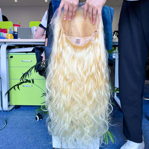 Perruques Lace Front en Cheveux Humains Blond Miel, Perruque Frontale, Densité 200%, Ondulation Naturelle, Brésilienne 613, Dentelle HD 13x6 Longue Transparente - Product Image 4