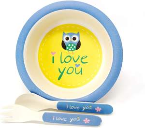 Assiettes alimentaires en Fiber de <span class=keywords><strong>bambou</strong></span> pour enfants, dessin animé écologique, ensemble d'alimentation pour <span class=keywords><strong>bébé</strong></span>, bol, tasse, cuillère fourchette, service de vaisselle pour les tout-petits, 5 pièces - Product Image 3