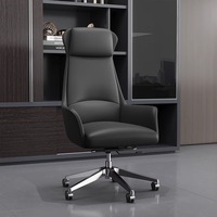 Chaise de luxe légère pour patron Chaise de direction en cuir véritable Chaise de bureau d'affaires sédentaire confortable
