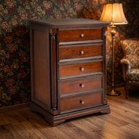 Commode à 5, 6 ou 9 tiroirs en bois massif de style vintage américain, commode de chambre à coucher de style français léger avec poignées en laiton