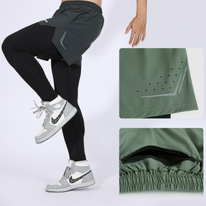 Men's Summer Two Piece Fitness Pants with Inner Liner Quick Dry Breathable Running Basketball Training Pants - Product Image 1