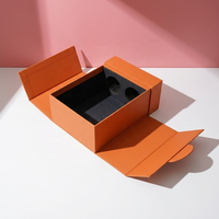 Boîtes rigides en papier artisanal texturé personnalisées avec insert en mousse pour 2 bouteilles Emballage de parfum durable Boîte de parfum de luxe