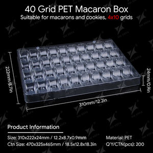 Scatola per <span class=keywords><strong>Macaron</strong></span> XIEFA con 40 Scomparti in PET, Adatta per Macarons e Biscotti, 4x10 Scomparti - Product Image 3