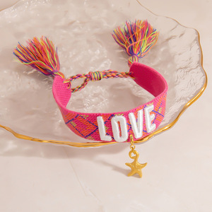 Design Sense Niche Jewelry Woven Adjustable <b>Bracelet</b> <b>Rainbow</b> LOVE Tassel <b>Bracelet</b> for Women - Product Image 4