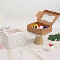 Boîte à gâteau, pâtisserie ou biscuits en carton kraft blanc avec fenêtre transparente, impression de logo personnalisée